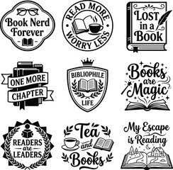 Fototapeta premium Book Lover Badge Bundle for Reader Merchandise and Literary Gift Branding