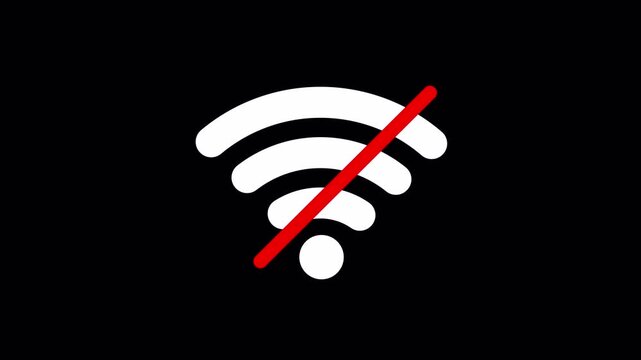 No Wi- Fi symbol with red prohibition sign on a alfa chanel background wifi no wifi.
