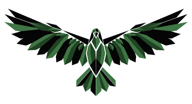 Geometric Raven Bird Emblem.