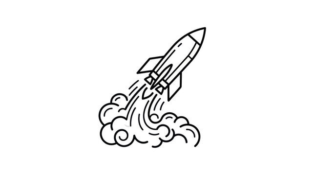Angled rocket takeoff icon for business startup concepts.