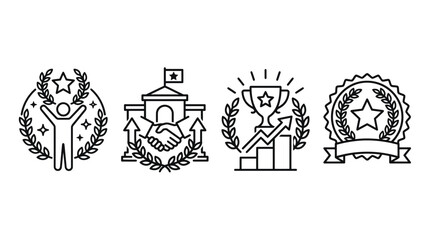Obraz premium Victory emblems and success reward badge icons.