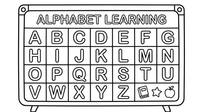 Minimalist alphabet learning board with large block letters.