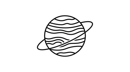 Minimalist ringed planet Saturn line art illustration. © ULFAITA