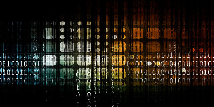 Falling Binary Signals Forming Corporate Digital Data Background