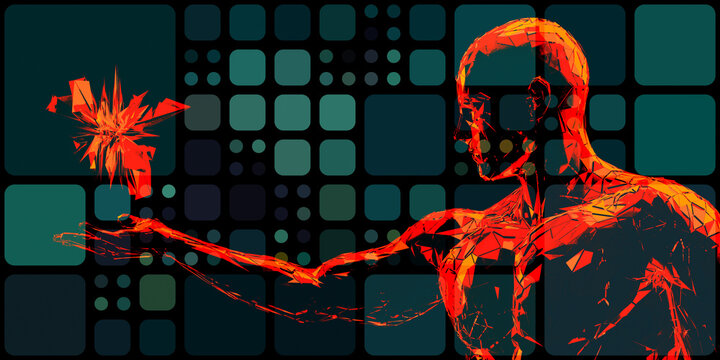 Futuristic Digital Being with Abstract Tech Energy Lines