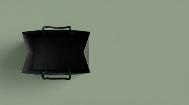 Top-down zenith view of open empty luxury shopping bag interior