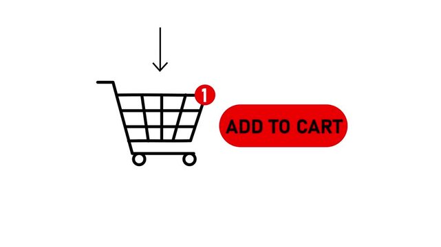 E-commerce shopping cart animation with add to cart button and notification badge for online retail and digital marketing projects