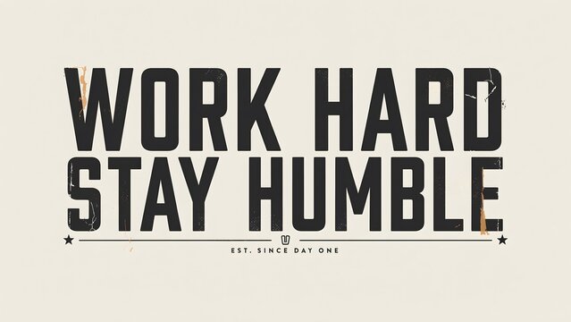 Vintage style typography poster featuring the motivational quote work hard stay humble on beige background, typography