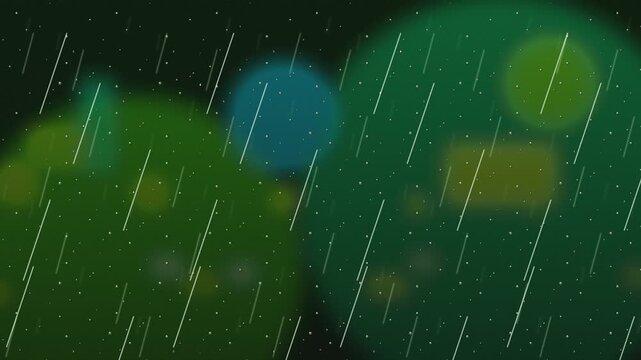 Emerald toxic night rain window lofi bokeh light flying background