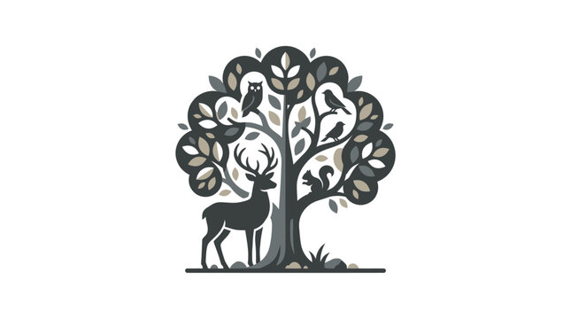 Deer standing under a tree.