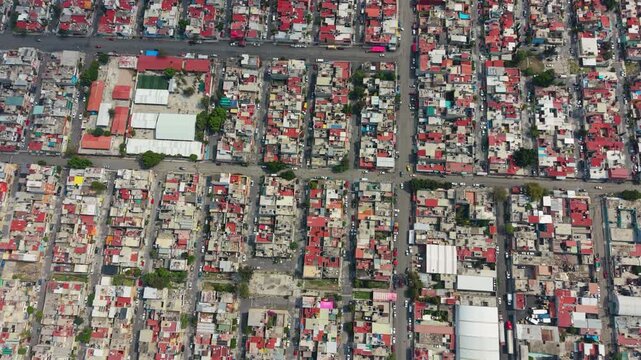Drone capture of an extensive metropolitan area with compact housing patterns