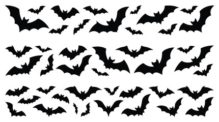 Fototapeta premium The bats' pattern shows many silhouettes flying in a wide area.