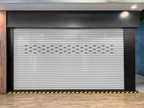 Shops closed with shutter in shopping mall