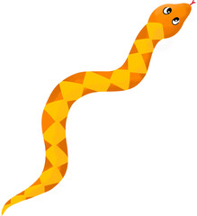Cute orange cartoon snake and ladder board game character illustration isolated on dark © andika96