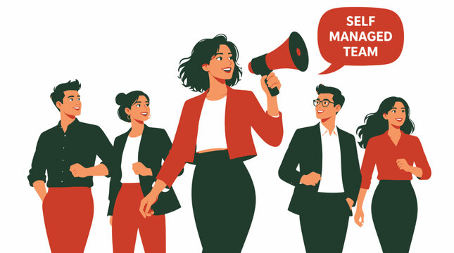 Confident businesswoman leading a self managed team.