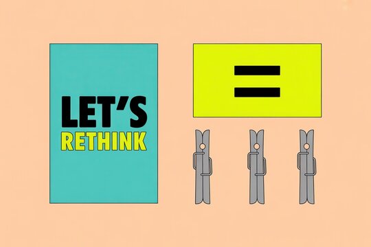 Let's rethink conceptual business strategy graphic on peach background