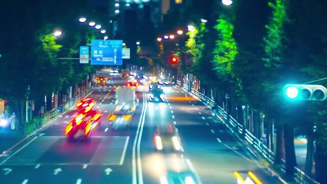 東京・青梅街道 夜景　タイムラプス　