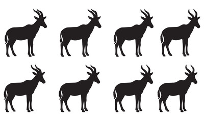 Fototapeta premium Collection of gazelle silhouettes in black vector style for safari and nature themed graphics