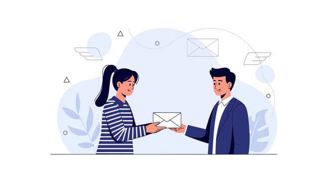 Diverse People Exchanging Mail Envelope, Communication and Connection Concept