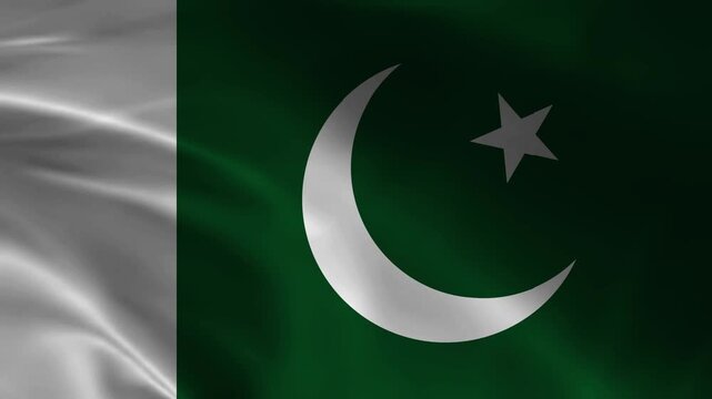 Pakistan National Flag Waving in Wind, Realistic Pakistani Flag Animation with Crescent and Star in 4K