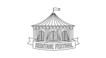 Fototapeta premium Circus Tent Illustration with Flag.