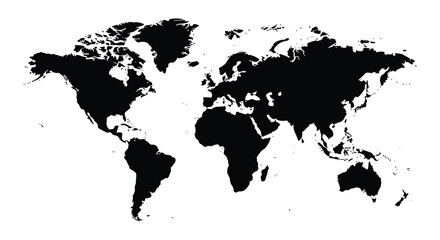 World Map Silhouette On White Background Global Geography Illustration © Bismillahadobe