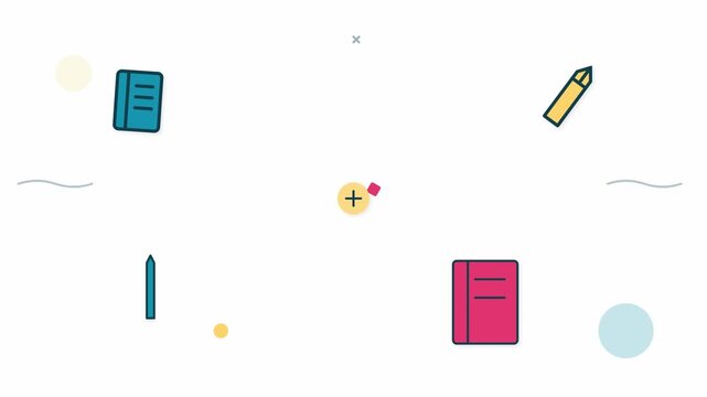 playful education learning colorful floating icons vector