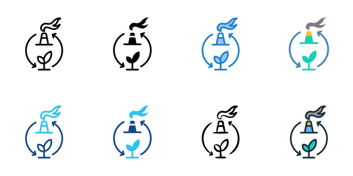 Carbon Offset icons set multiple style collection. Editable stroke 
