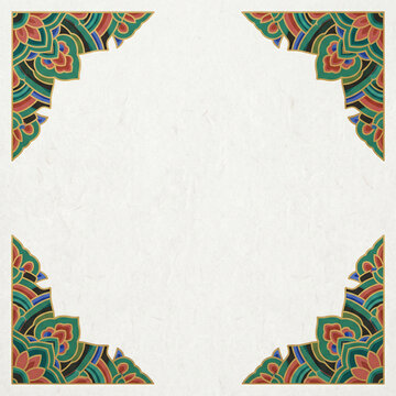 traditional korean dancheong pattern frame on hanji paper background