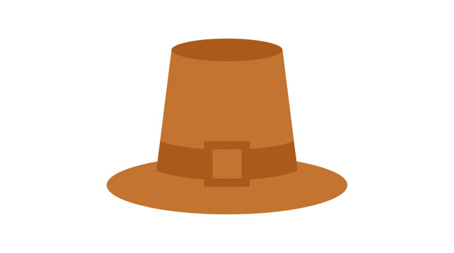 Brown pilgrim hat icon for Thanksgiving holiday.