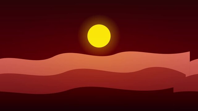 organic warm sunset gradient layered mountain vector