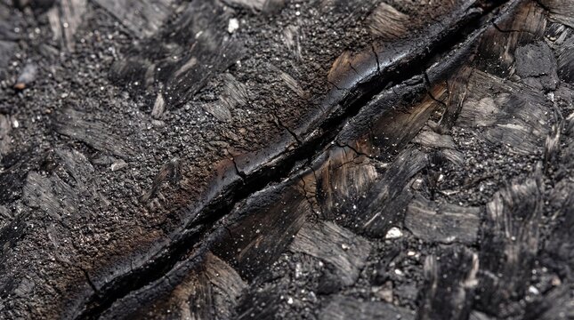Detailed Macro Background Texture of Fractured Dark Slate Charcoal Rock
