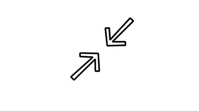 white color face to face arrow icon animation on black background