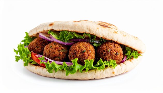 pita bread sandwich stuffed with crispy falafel and lettuce