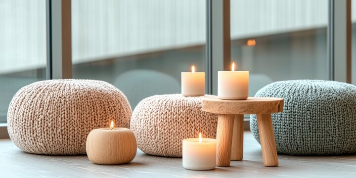 A calming meditation space for anxiety reduction soft cushions candles and peaceful vibes