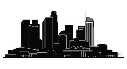 Fototapeta premium City skyline silhouette against a white background