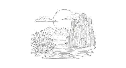 Naklejka premium Desert Landscape with Rock Formations.