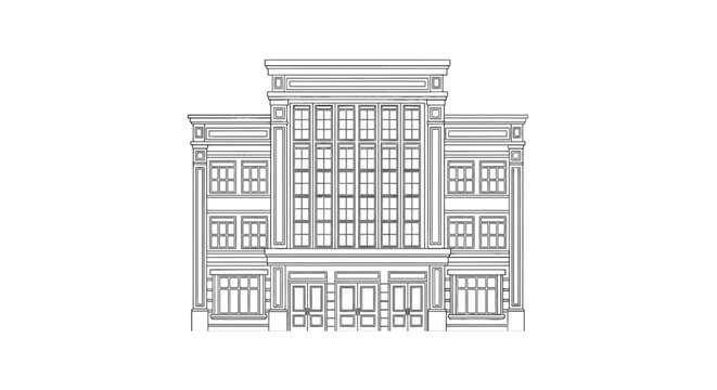 Detailed drawing of a building facade.