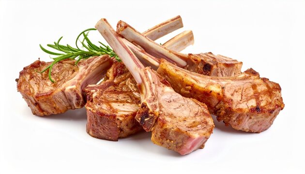 elegant roasted rack of lamb carved into individual tender meat chops