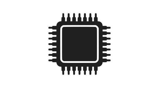 Computer processor CPU microchip hardware silhouette.