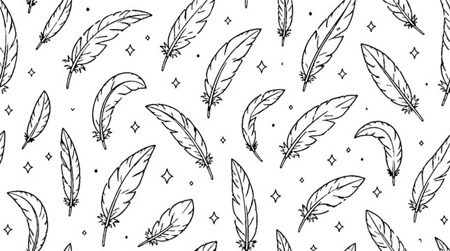Elegant black and white feather pattern design.