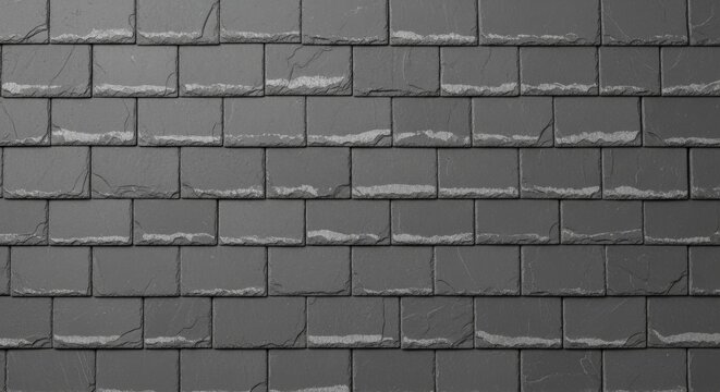 High definition texture of a gray slate roof tile showing natural cleavage planes and sharp edges
