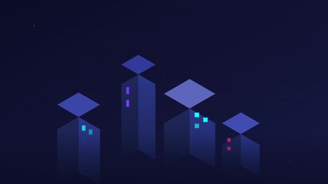 modern flat isometric city tech loop background