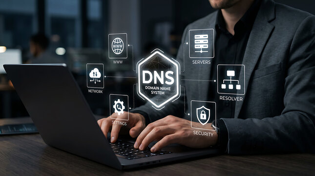 DNS Domain Name System Network Infrastructure Security Management Concept