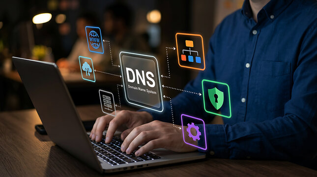 DNS Domain Name System Technology Network Security Management Concept