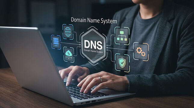 DNS Domain Name System Technology Network Security Management Concept