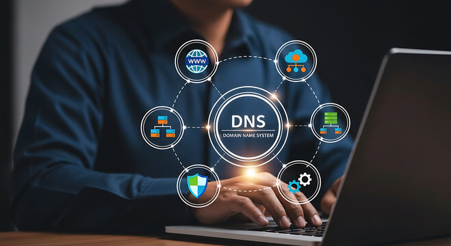 DNS Domain Name System Infrastructure Network Security Technology Concept