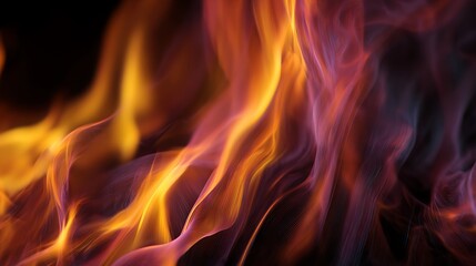 Fototapeta premium A close-up of dynamic flames with fluid motion, showing the dance of fire
