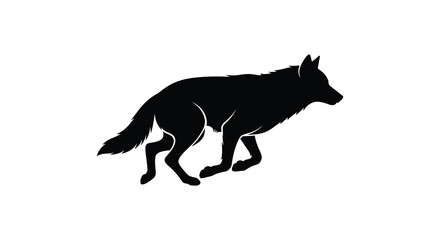 Wolf Silhouette Against A White Background Minimalist Animal Shape © Nazrul
