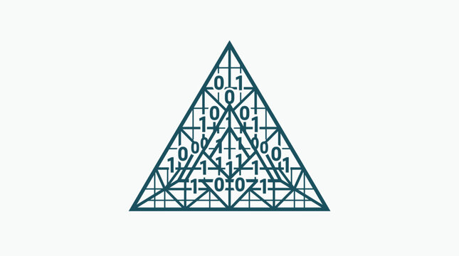 Binary code pyramid triangle technology data graphic.